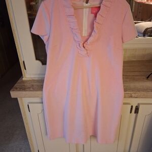 Lilly Pulitzer Pink Ruffled Midi Dress